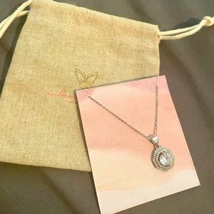 RECLAIMED WITH LOVE Beautiful Delicate CZ Pendant Necklace on Silver Chain NEW